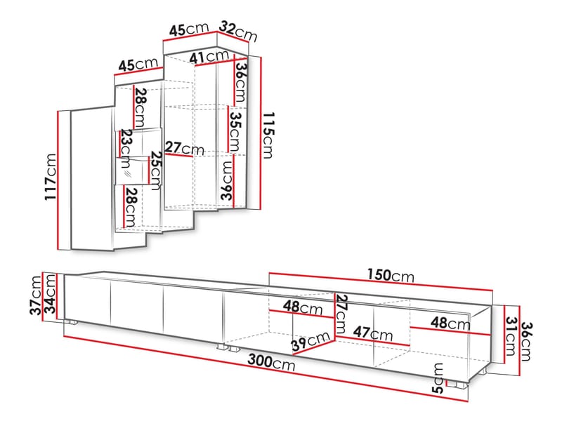 Tessan Tv väggenhet - brun - Möbler - Vardagsrum - Tv-möbler & mediamöbler - Tv-möbelset