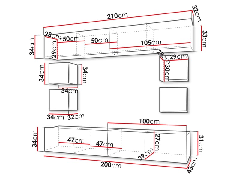 Tessan Tv väggenhet - brun - Möbler - Vardagsrum - Tv-möbler & mediamöbler - Tv-möbelset