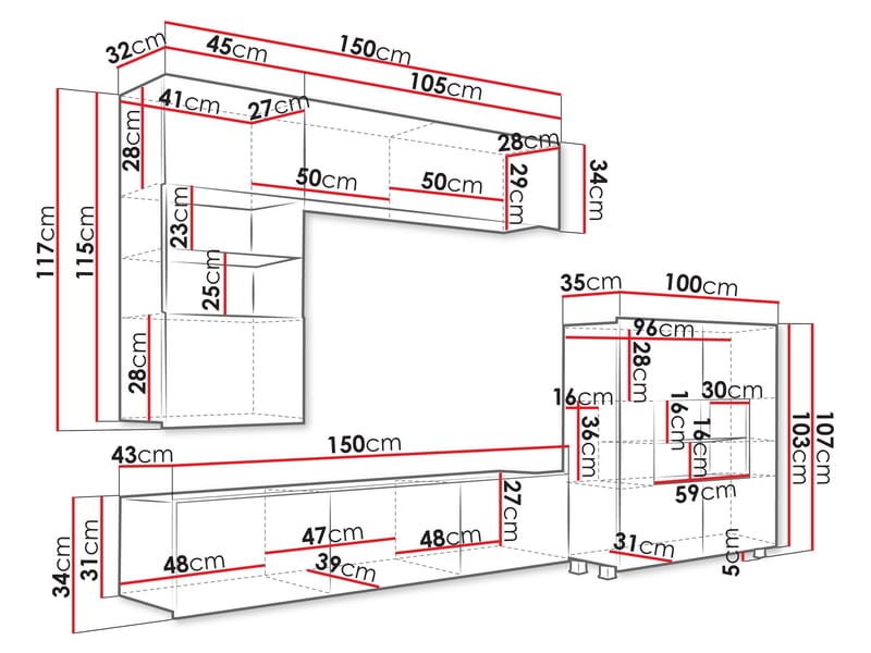 Tessan Tv väggenhet - brun - Möbler - Vardagsrum - Tv-möbler & mediamöbler - Tv-möbelset