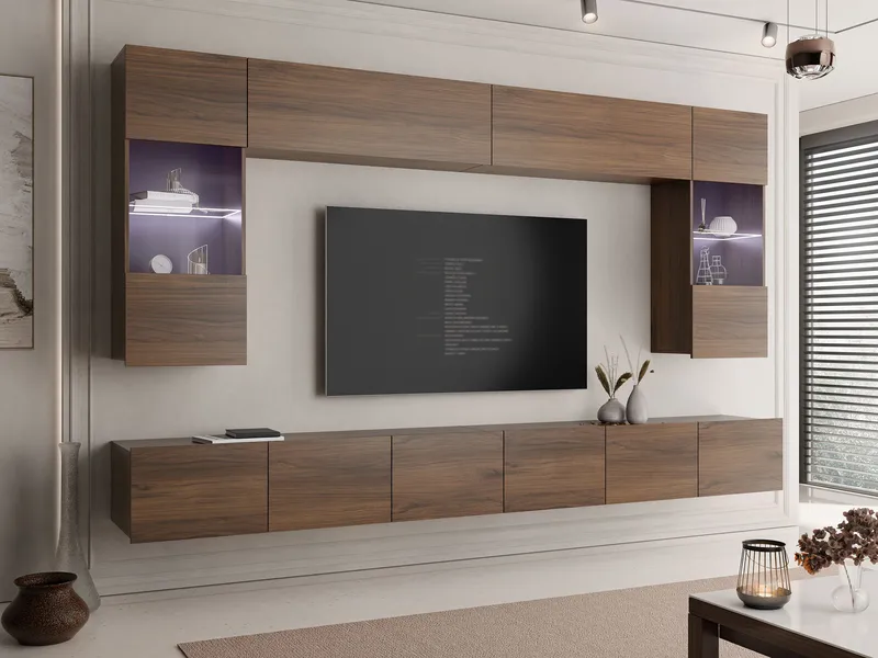 Tessan Tv väggenhet med LED-belysning - blå - Möbler - Vardagsrum - Tv-möbler & mediamöbler - Tv-möbelset