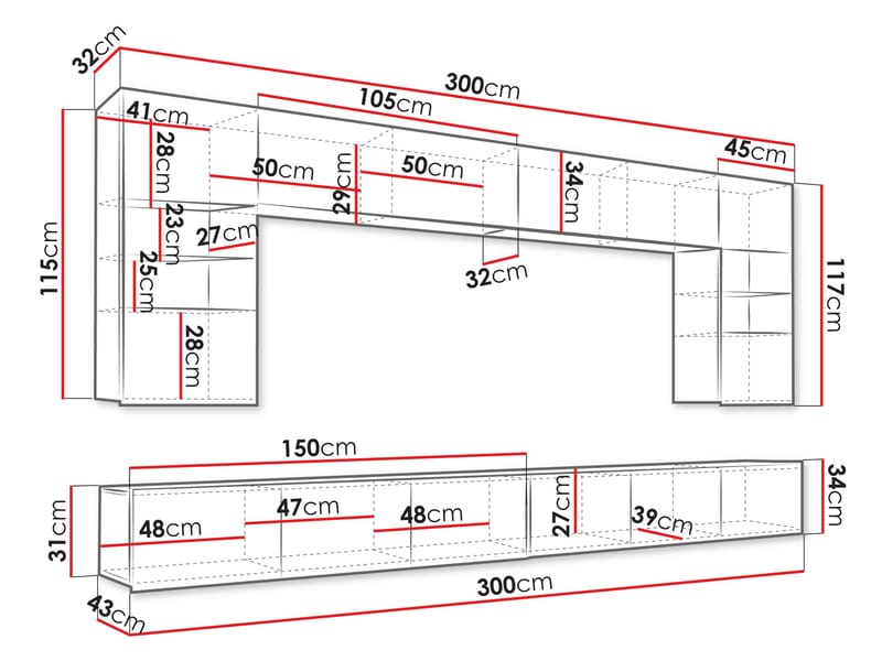 Tessan Tv väggenhet med LED-belysning - blå - Möbler - Vardagsrum - Tv-möbler & mediamöbler - Tv-möbelset