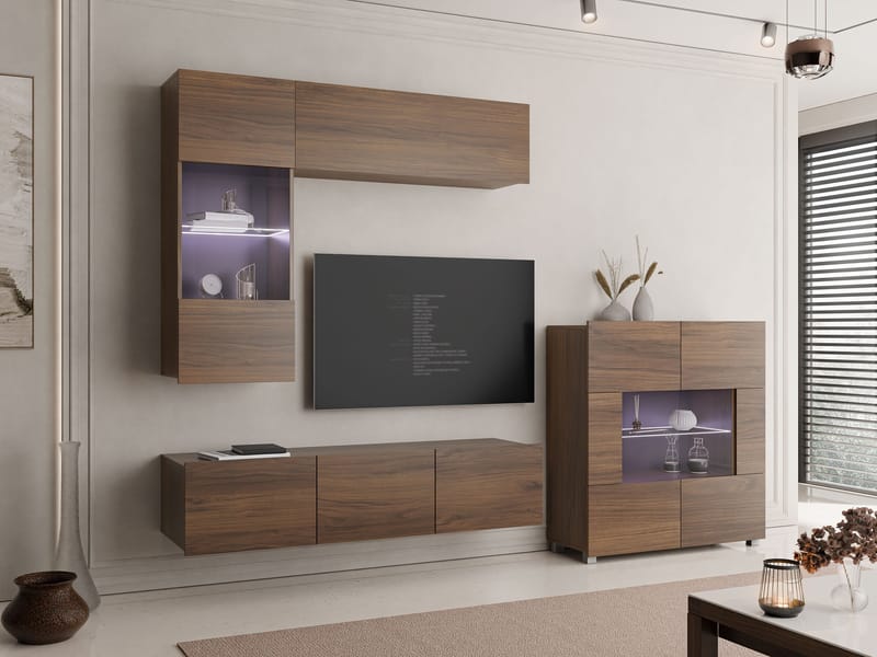 Tessan Tv väggenhet med LED-belysning - blå - Möbler - Vardagsrum - Tv-möbler & mediamöbler - Tv-möbelset