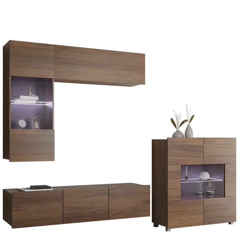 Tessan Tv väggenhet med LED-belysning, blå