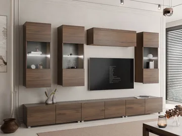 Tessan Tv väggenhet med LED-belysning - brun - Möbler - Vardagsrum - Tv-möbler & mediamöbler - Tv-möbelset