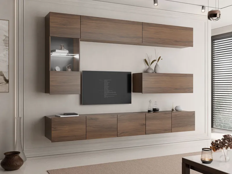 Tessan Tv väggenhet med LED-belysning - brun - Möbler - Vardagsrum - Tv-möbler & mediamöbler - Tv-möbelset