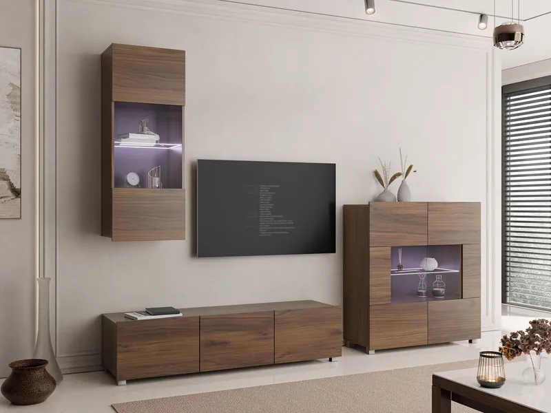 Tessan Tv väggenhet med LED-belysning - brun - Möbler - Vardagsrum - Tv-möbler & mediamöbler - Tv-möbelset