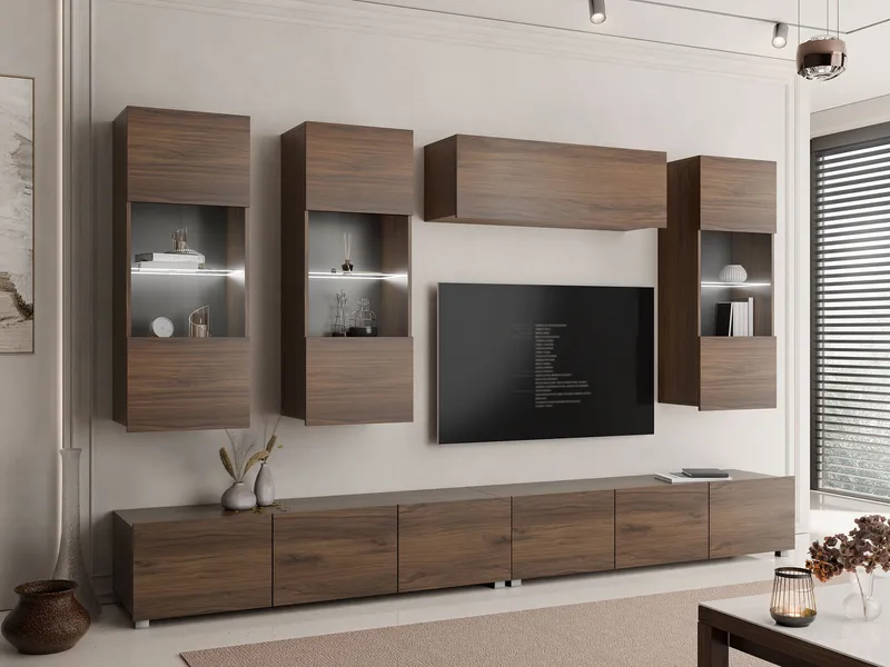 Tessan Tv väggenhet med LED-belysning - brun - Möbler - Vardagsrum - Tv-möbler & mediamöbler - Tv-möbelset