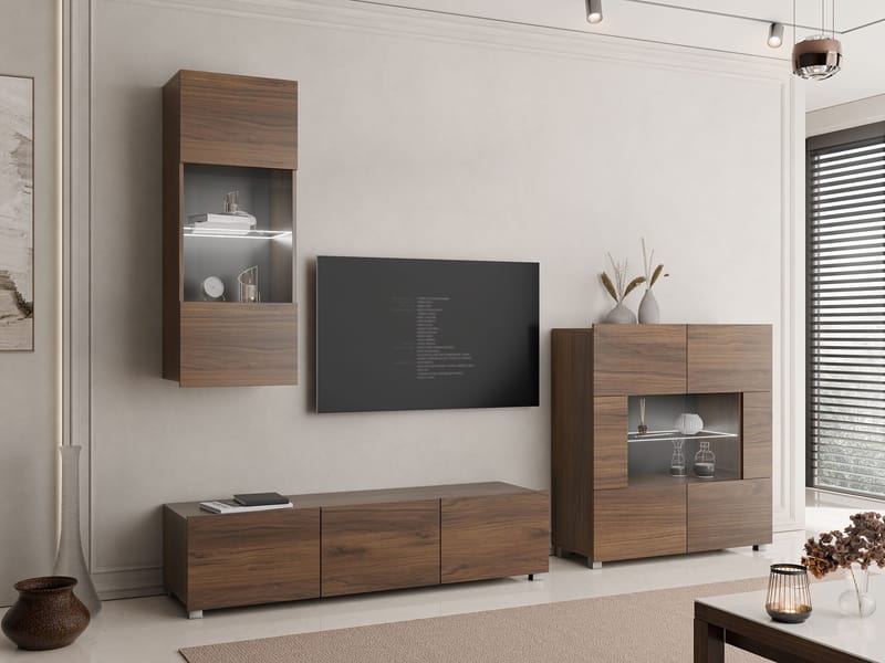 Tessan Tv väggenhet med LED-belysning - brun - Möbler - Vardagsrum - Tv-möbler & mediamöbler - Tv-möbelset