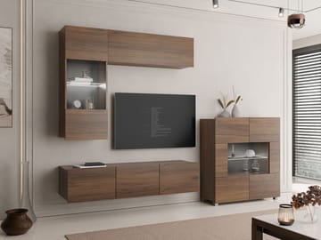 Tessan Tv väggenhet med LED-belysning - brun - Möbler - Vardagsrum - Tv-möbler & mediamöbler - Tv-möbelset