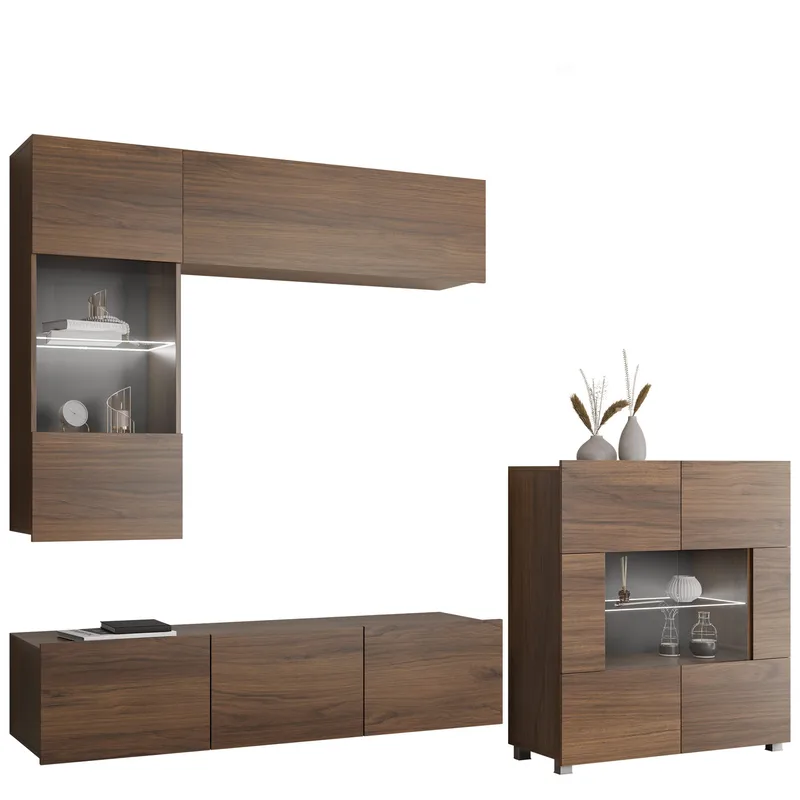 Tessan Tv väggenhet med LED-belysning - brun - Möbler - Vardagsrum - Tv-möbler & mediamöbler - Tv-möbelset