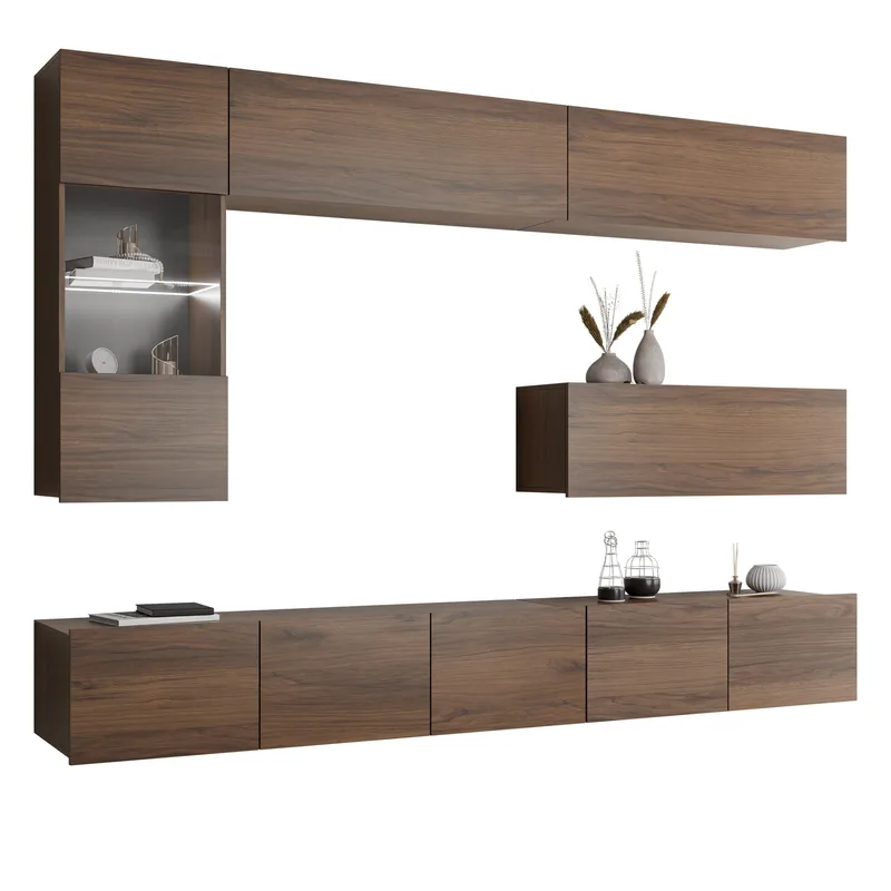 Tessan Tv väggenhet med LED-belysning - brun - Möbler - Vardagsrum - Tv-möbler & mediamöbler - Tv-möbelset