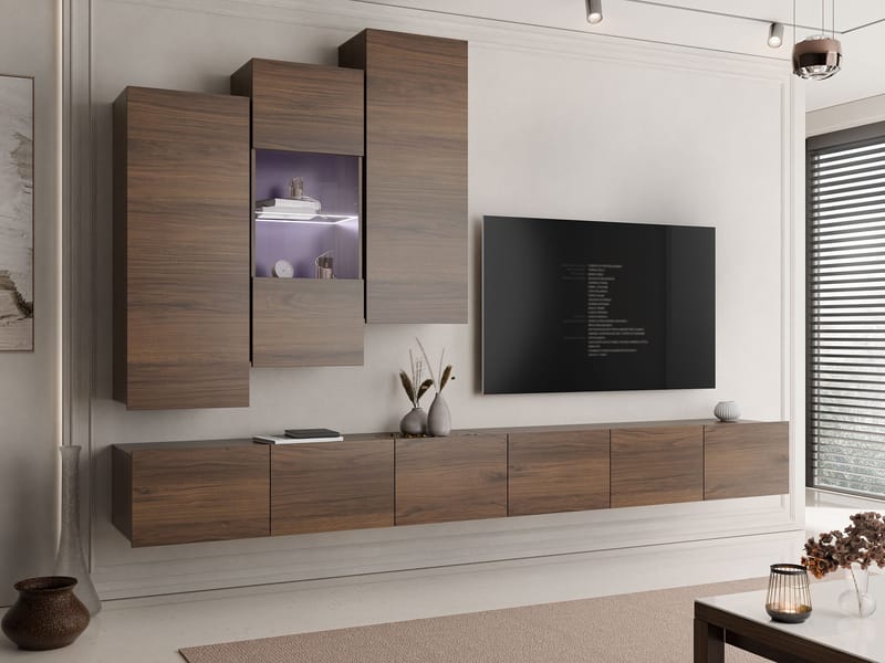 Tessan Tv väggenhet med LED-belysning - brun - Möbler - Vardagsrum - Tv-möbler & mediamöbler - Tv-möbelset