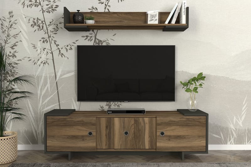 TETRA Tv-möbelset 150x35 cm Svart/Brun - Tv-möbelset