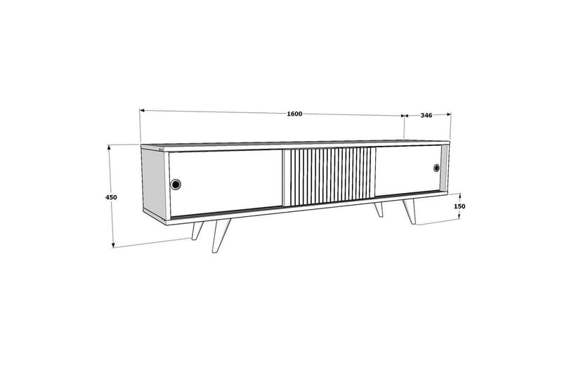 Ticoman Tv-bänk 160 cm - Mediumfärgat trä/Vit - Möbler - Vardagsrum - Tv-möbler & mediamöbler - Tv-bänkar