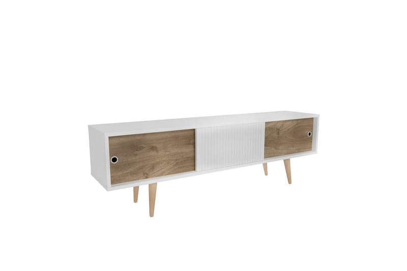 Ticoman Tv-bänk 160 cm - Mediumfärgat trä/Vit - Möbler - Vardagsrum - Tv-möbler & mediamöbler - Tv-bänkar