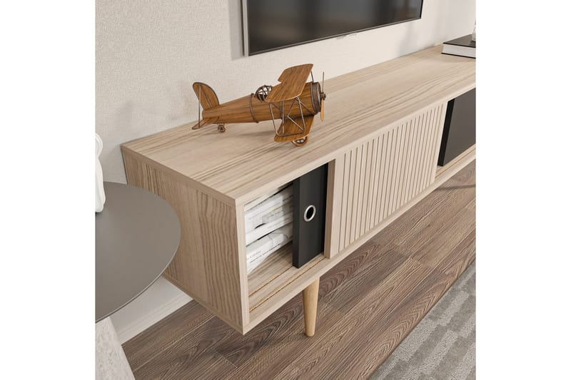 Ticoman Tv-bänk 160 cm - Svart/Mediumfärgat trä - Möbler - Vardagsrum - Tv-möbler & mediamöbler - Tv-bänkar
