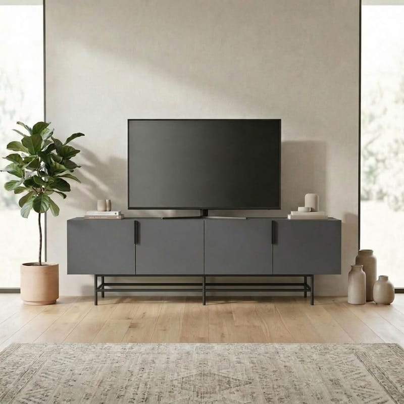 Truvia TV-bänk 200x55x35 cm - Antracit/Svart - Möbler - Vardagsrum - Tv-möbler & mediamöbler - Tv-bänkar