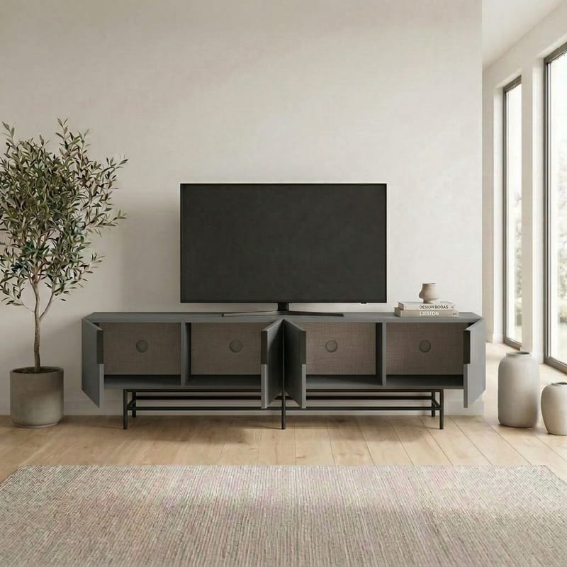 Truvia TV-bänk 200x55x35 cm - Antracit/Svart - Möbler - Vardagsrum - Tv-möbler & mediamöbler - Tv-bänkar