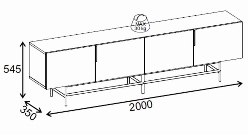 Truvia TV-bänk 200x55x35 cm - Antracit/Svart - Möbler - Vardagsrum - Tv-möbler & mediamöbler - Tv-bänkar