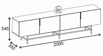 Truvia TV-bänk 200x55x35 cm - naturfärgad ek och svart - Möbler - Vardagsrum - Tv-möbler & mediamöbler - Tv-bänkar