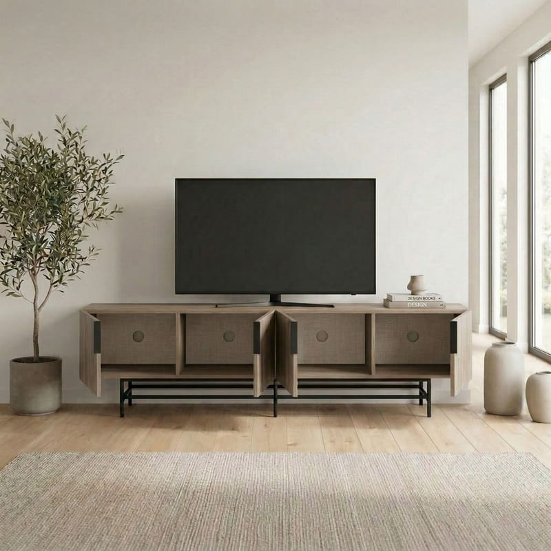 Truvia TV-bänk 200x55x35 cm - naturfärgad ek och svart - Möbler - Vardagsrum - Tv-möbler & mediamöbler - Tv-bänkar