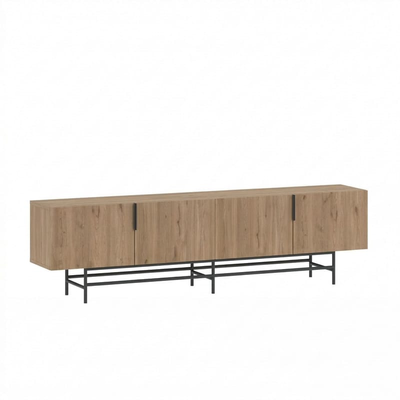 Truvia TV-bänk 200x55x35 cm - naturfärgad ek och svart - Möbler - Vardagsrum - Tv-möbler & mediamöbler - Tv-bänkar