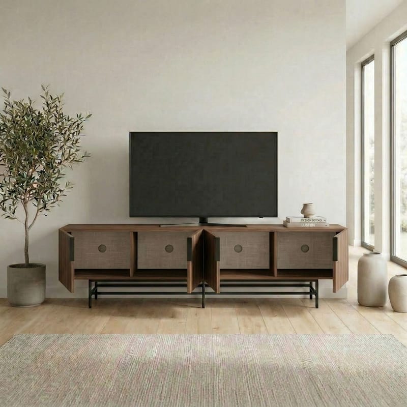 Truvia TV-bänk 200x55x35 cm - Valnöt och svart - Möbler - Vardagsrum - Tv-möbler & mediamöbler - Tv-bänkar