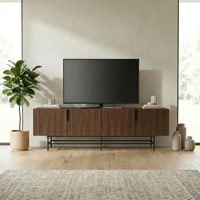 Truvia TV-bänk 200x55x35 cm - Valnöt och svart - Möbler - Vardagsrum - Tv-möbler & mediamöbler - Tv-bänkar