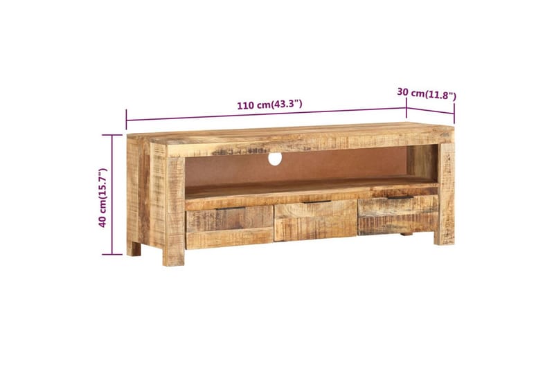 TV-bänk 110x30x40 cm grovt mangoträ - Brun - Möbler - Vardagsrum - Tv-möbler & mediamöbler - Tv-bänkar