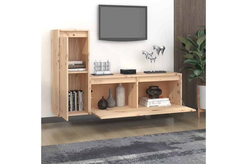 Tv-bänk 2 st massiv furu - Brun - Möbler - Vardagsrum - Tv-möbler & mediamöbler - Tv-bänkar