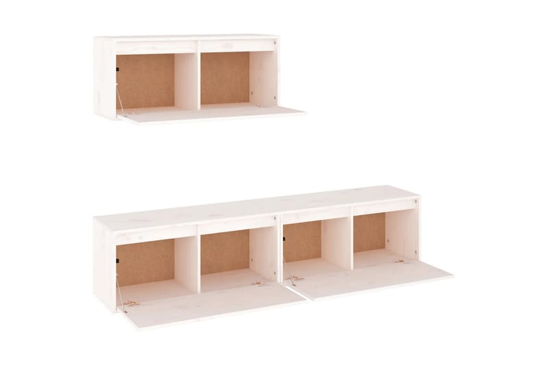 Tv-bänk 3 st vit massiv furu - Vit - Möbler - Vardagsrum - Tv-möbler & mediamöbler - Tv-bänkar
