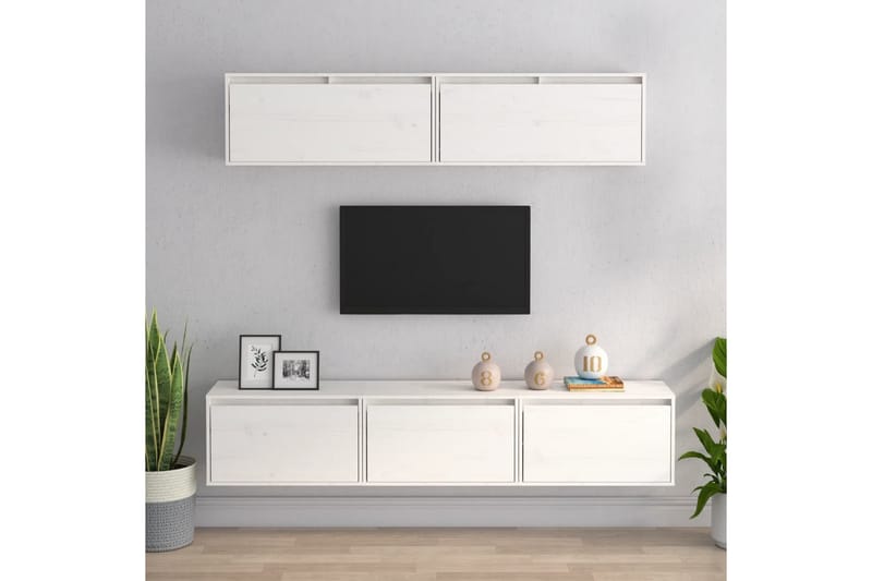 Tv-bänk 5 st vit massiv furu - Vit - Möbler - Vardagsrum - Tv-möbler & mediamöbler - Tv-bänkar