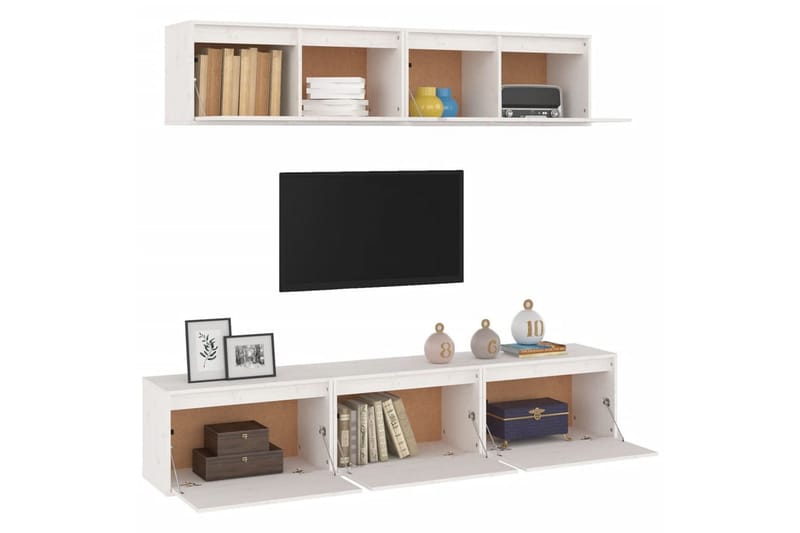 Tv-bänk 5 st vit massiv furu - Vit - Möbler - Vardagsrum - Tv-möbler & mediamöbler - Tv-bänkar