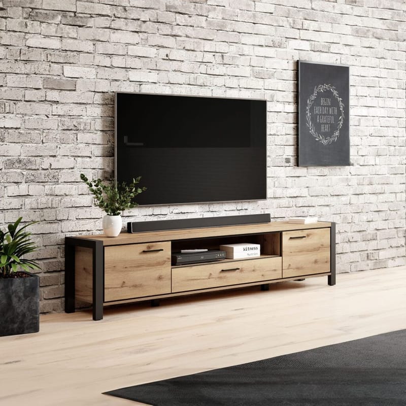 Tv-bänk Aktiv 2 dörrar 1 låda - 210 cm - Möbler - Vardagsrum - Tv-möbler & mediamöbler - Tv-bänkar