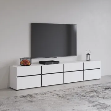 Tv-bänk Cross 4 dörrar med 4 lådor - Vit - Svart - Möbler - Vardagsrum - Tv-möbler & mediamöbler - Tv-bänkar