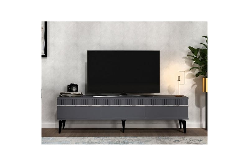 TV-bänk Defneia Antracit / Argentu - Antracit / Argentu - Möbler - Vardagsrum - Tv-möbler & mediamöbler - Tv-bänkar