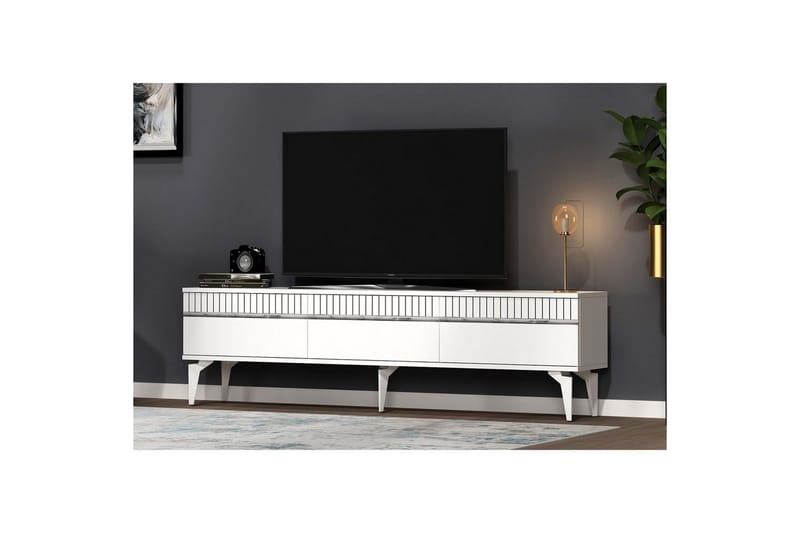 TV-bänk Defneia Vit / Argentu - Vit / Argentu - Möbler - Vardagsrum - Tv-möbler & mediamöbler - Tv-bänkar