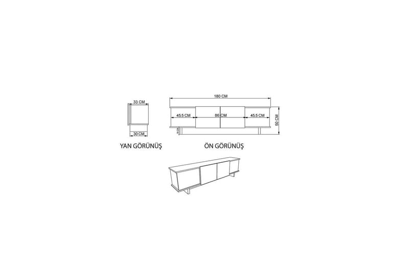 TV-bänk Diannare Beige / Valnöt - Beige / Valnöt - Möbler - Vardagsrum - Tv-möbler & mediamöbler - Tv-bänkar