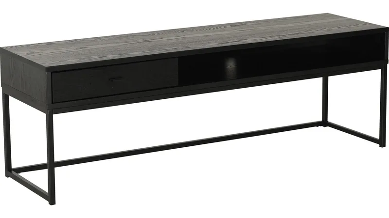 TV-bänk Eiknor 120 cm, Svartlackad askfaner