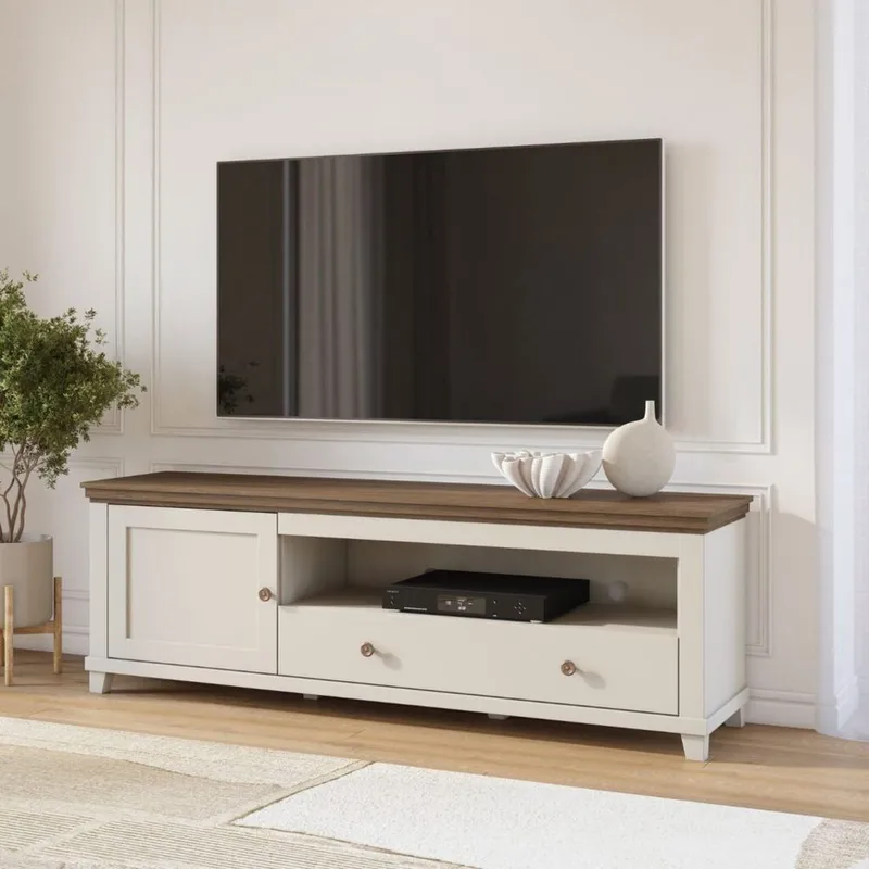 Tv-bänk Evora 1 dörr 1 låda - Ljus Beige - Möbler - Vardagsrum - Tv-möbler & mediamöbler - Tv-bänkar