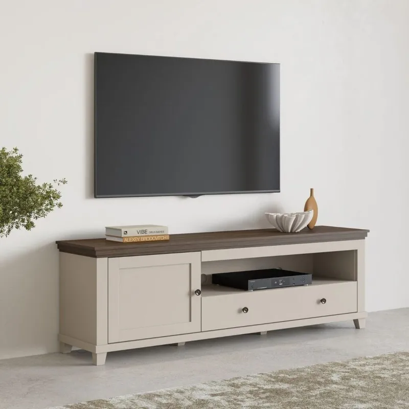 Tv-b änk Evora 1 dörr 1 låda - Ljus Beige - Möbler - Vardagsrum - Tv-möbler & mediamöbler - Tv-bänkar