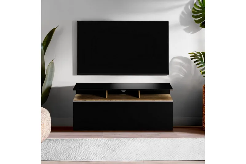 TV-bänk Galnor Svart / Valnöt - Svart / Valnöt - Möbler - Vardagsrum - Tv-möbler & mediamöbler - Tv-bänkar