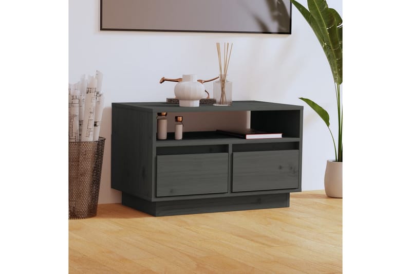 Tv-bänk grå 60x35x37 cm massiv furu - Grå - Möbler - Vardagsrum - Tv-möbler & mediamöbler - Tv-bänkar