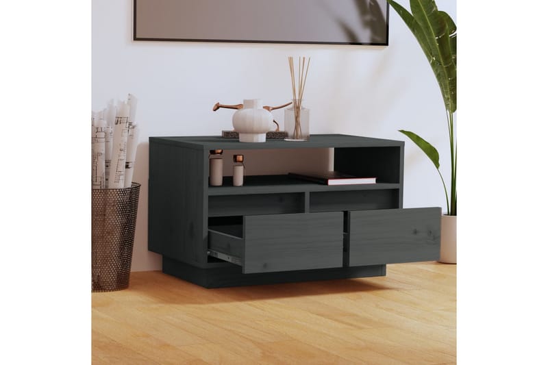 Tv-bänk grå 60x35x37 cm massiv furu - Grå - Möbler - Vardagsrum - Tv-möbler & mediamöbler - Tv-bänkar