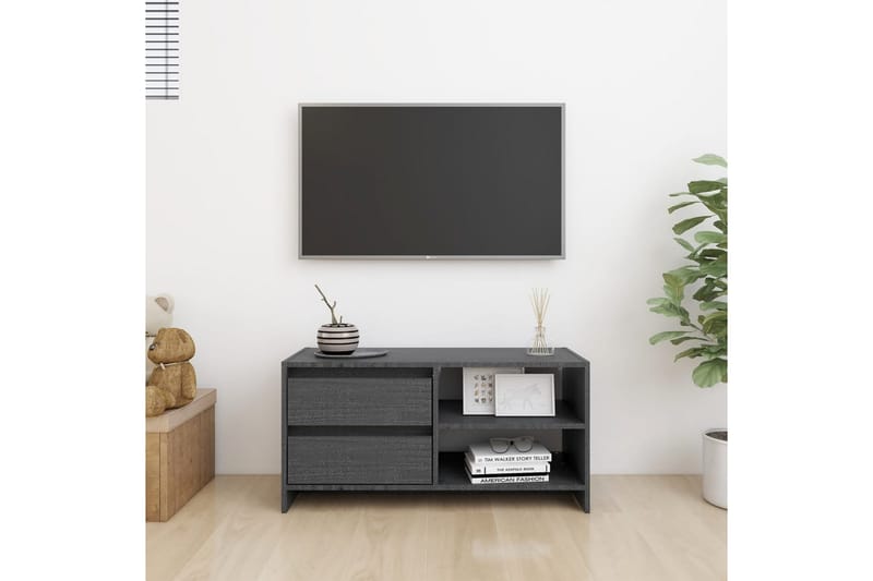 TV-bänk grå 80x31x39 cm massiv furu - Grå - Möbler - Vardagsrum - Tv-möbler & mediamöbler - Tv-bänkar