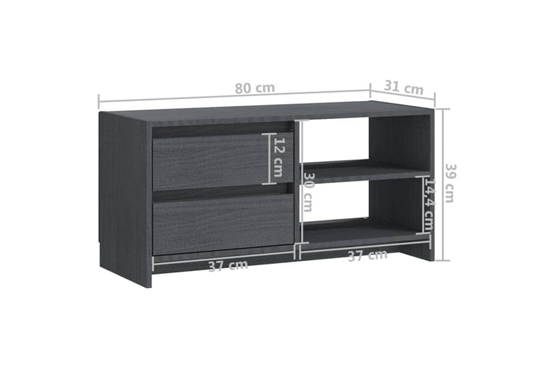 TV-bänk grå 80x31x39 cm massiv furu - Grå - Möbler - Vardagsrum - Tv-möbler & mediamöbler - Tv-bänkar