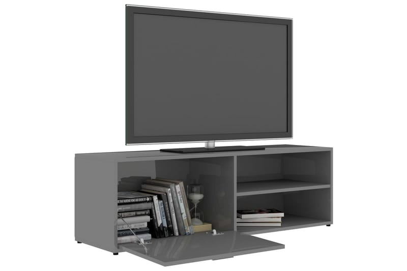 TV-bänk grå högglans 120x34x37 cm spånskiva - Grå - Tv-bänkar