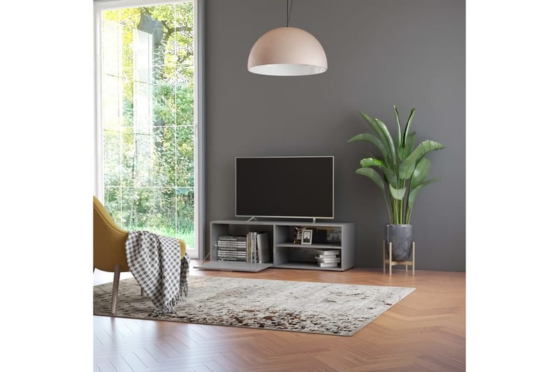 TV-bänk grå högglans 120x34x37 cm spånskiva - Grå - Tv-bänkar