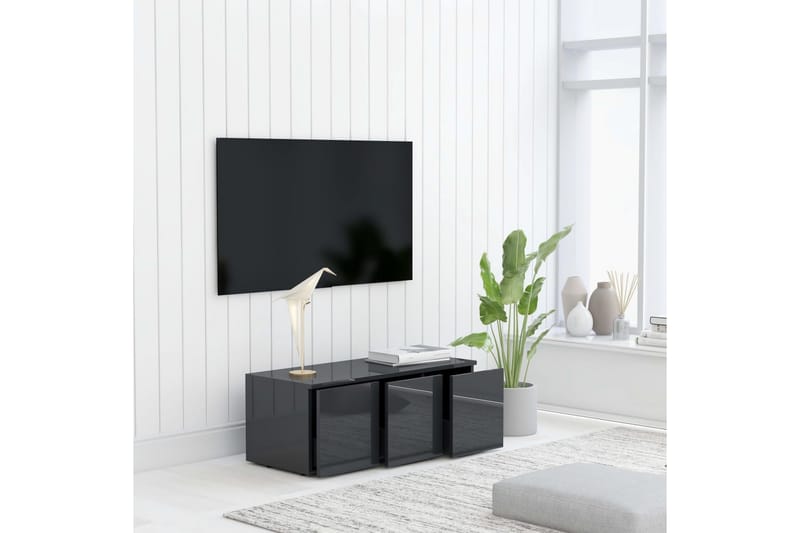 TV-bänk grå högglans 80x34x30 cm spånskiva - Grå - Tv-bänkar