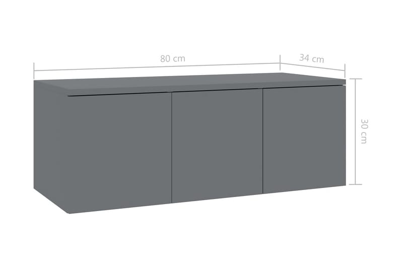 TV-bänk grå högglans 80x34x30 cm spånskiva - Grå - Tv-bänkar